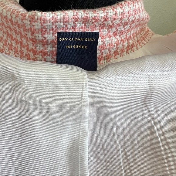 Brooks Brothers Women’s 100% Linen Pink White Houndstooth Lightweight Blazer 10 - Picture 7 of 15